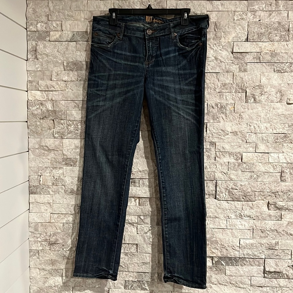 Kut from the kloth boyfriend style jeans, straight leg, medium denim, stretch